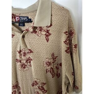 Chaos Ralph Lauren Hawaiian Polo Floral Tan Shortsleeved Large Cotton Summer Top